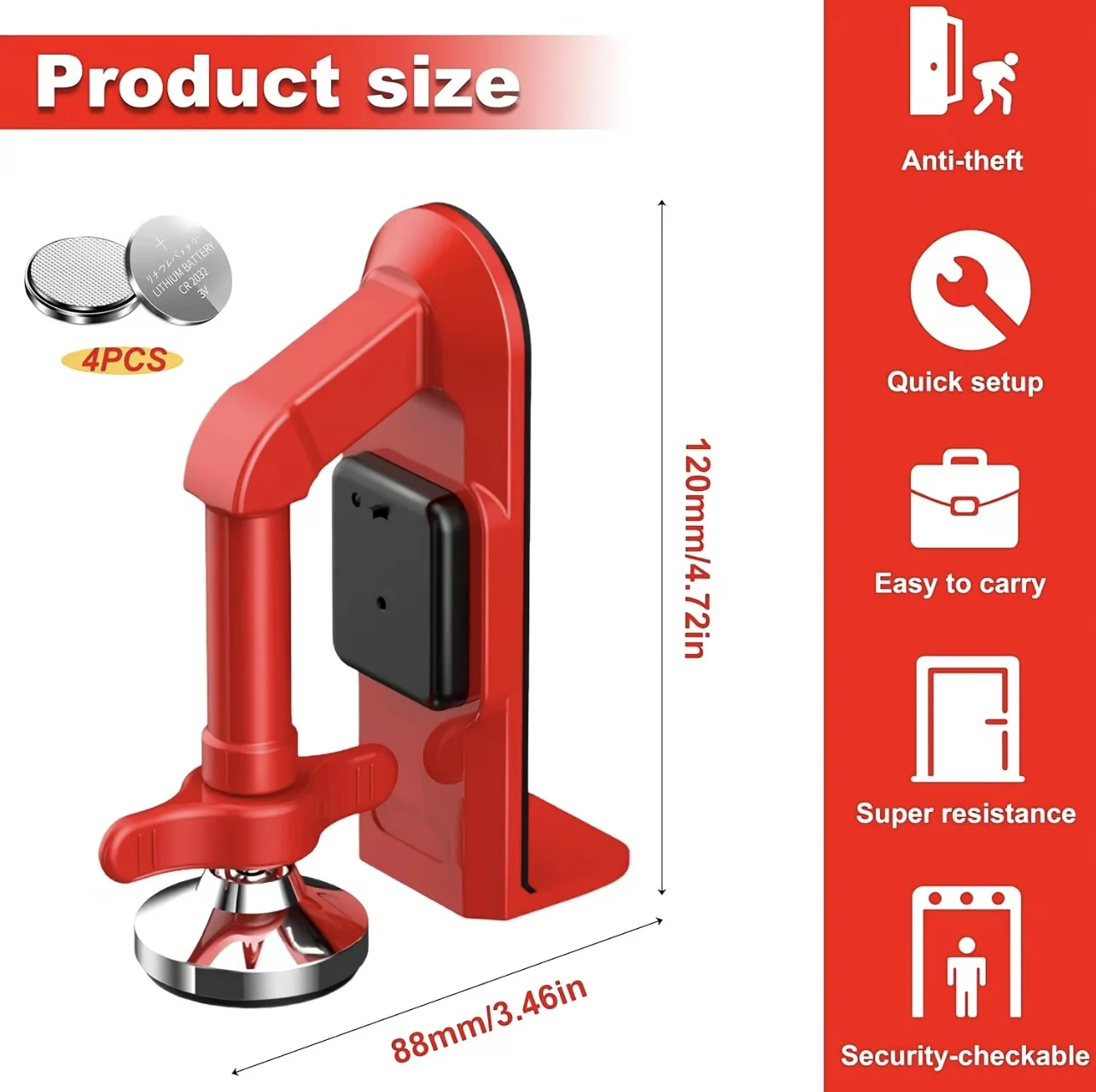 อุปกรณ์ล็อคประตูแบบพกพา 1 ชิ้น - Door Stop Alarm บทวิจารณ์และราคา